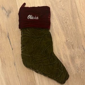 Pottery Barn velvet stocking